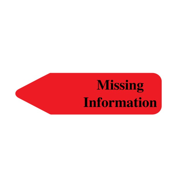 Labeling Flag-Imprinted -Missing Information - Red-Re Fill - 9/16" x2"